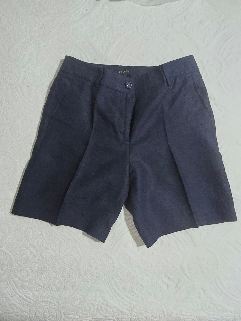 Talbots 100% Linen Navy Tailored Shorts 4P Like New